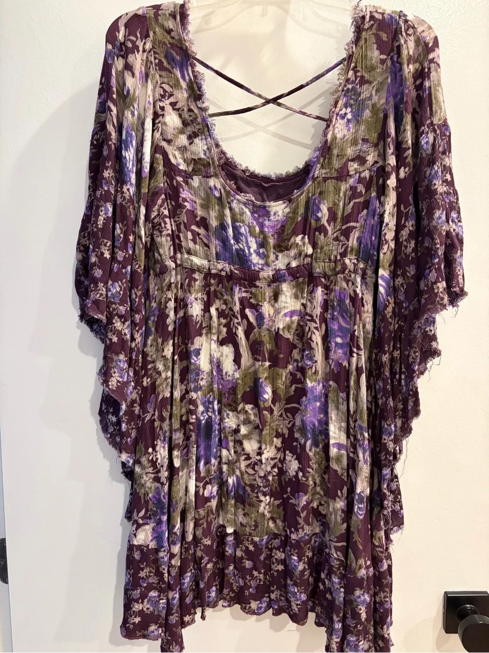 Free People Purple Floral Long Sleeve Boho Dress